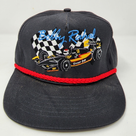 Vintage Bobby Rahal Indy 500 Racing Race Hat Snapback 90s Black